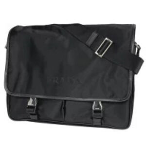 Prada Plate Shoulder Bag Messenger Crossbody Nero Black